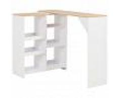 vidaXL Mesa de bar con estantería móvil blanco 138x40x120 cm