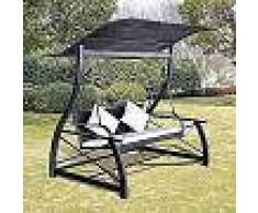 VidaXL Columpio de jardín negro 167x130x178 cm poli ratán