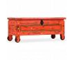 vidaXL Baúl de almacenamiento de madera maciza de mango rojo 101x39x42 cm