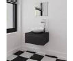 vidaXL Conjunto de mueble y lavabo 3 piezas negro