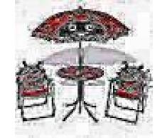 VidaXL Juego de mesa y sillas de jardín infantil con sombrilla rojo