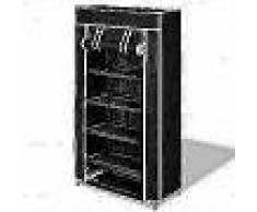 VidaXL Gabinete de Zapatos de Tela con Cubierta 58x28x106 cm Negro Zapatero