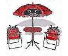 VidaXL Juego de mesa y sillas de jardín infantil con sombrilla rojo
