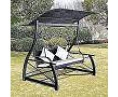 VidaXL Columpio de jardín negro 167x130x178 cm poli ratán