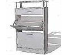 VidaXL Mueble zapatero con cajón y estante superior de vidrio blanco