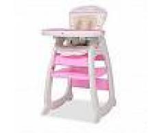 VidaXL Trona convertible 3 en 1 con mesa rosa