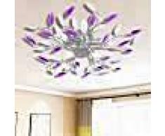VidaXL Lámpara de techo brazos de cristal forma hoja 5 bombillas E14