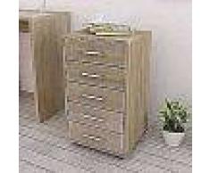 VidaXL Cajonera de oficina con ruedas 5 cajones roble
