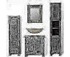 VidaXL Mueble de baño de madera reciclada con espejo y dos armarios laterales