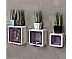 VidaXL 3 estanterías cúbicas material MDF blanco/morado suspendidas libro/DVD