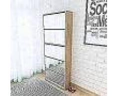 VidaXL Mueble zapatero 5 cajones con espejo roble 63x17x169,5 cm