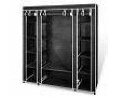 vidaXL Armario de tela compartimentos y varillas 45x150x176cm negro