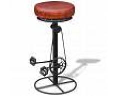 vidaXL Taburete de bar en cuero con pedales de bicicleta marrón y negro