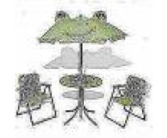 VidaXL Juego de mesa y sillas de jardín infantil con sombrilla verde