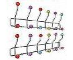 VidaXL Percheros de pared con 12 ganchos colorido 2 unidades