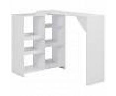 vidaXL Mesa de bar con estantería móvil blanca 138x40x120 cm