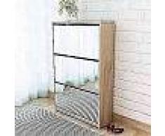 VidaXL Mueble zapatero de roble con 3 compartimentos con espejo