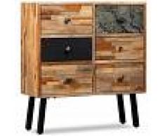 vidaXL Aparador con 6 cajones madera de teca reciclada 70x30x76 cm