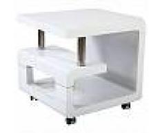 Bhp Mesa auxiliar con 4 ruedas MDF blanco brillante B154136