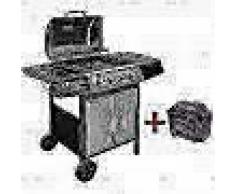 VidaXL Barbacoa grill de gas 4+1 quemadores negra y plateada
