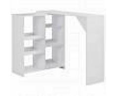 VidaXL Mesa de bar con estantería móvil blanca 138x40x120 cm