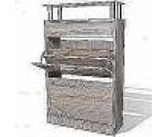 VidaXL Mueble zapatero con un cajón y y estante superior de vidrio