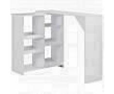 VidaXL Mesa de bar con estantería móvil blanca 138x40x120 cm
