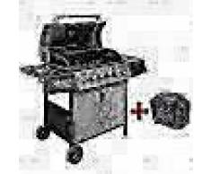 VidaXL Barbacoa grill de gas 6+1 quemadores negra y plateada
