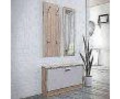 VidaXL Set 3 en 1 zapatero de madera color roble y blanco