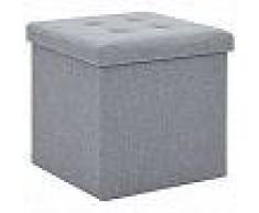 VidaXL Taburete de almacenaje plegable lino sintético gris claro