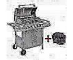 VidaXL Barbacoa grill de gas 6+1 quemadores plateada