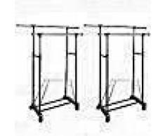 VidaXL Perchero ajustable para ropa 2 barras 2 unidades