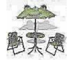 VidaXL Juego de mesa y sillas de jardín infantil con sombrilla verde