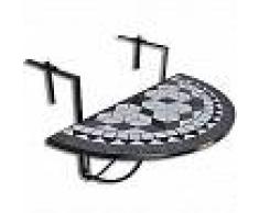 VidaXL Mesa Colgante De Balcón De Mosaico Semicircular Color Negro Y Blanco