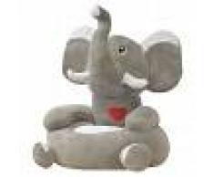 vidaXL Silla de peluche para niños elefante gris