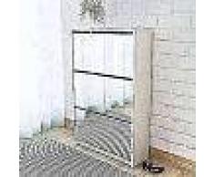 VidaXL Mueble zapatero blanco 3 compartimentos con espejo 63x17x102,5 cm