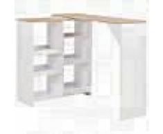 VidaXL Mesa de bar con estantería móvil blanco 138x40x120 cm
