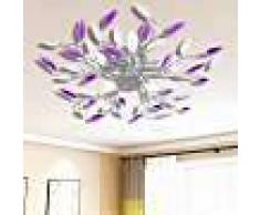 VidaXL Lámpara de techo brazos de cristal forma hoja 5 bombillas E14