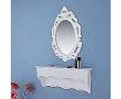 VidaXL Estante de pared para llaves y joyas con espejo y ganchos