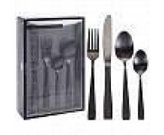 Excellent Houseware Set de cubertería 16 piezas acero inoxidable negro