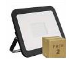 Pack Foco Proyector LED Slim Cristal 50W Negro (2 Un) Blanco Neutro