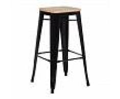 Taburete Alto LIX Madera Negro Madera Natural - INDECEMI