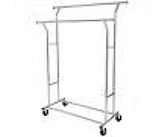 songmics Perchero Colgador para ropa bufandas con 4 ruedas Altura y longitud