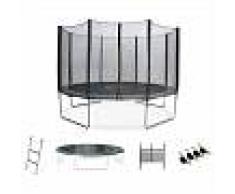 alice s garden Cama elástica 370 cm, hasta 150 kg, kit completo, trampolín Gris,