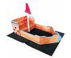 wiltec Arenero niños forma barco madera 160x78x85cm Zona juegos infantil