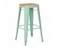 Taburete Alto LIX Madera Verde Menta Madera Natural - INDECEMI