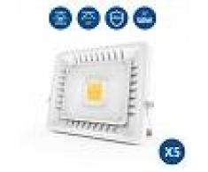 5Pz 50W Foco LED Exterior Ultra-Delgado, 3000K Impermeable Proyector