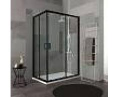 CABINA DE DUCHA CON PERFIL NEGRO MATE Y CRISTAL TRANSPARENTE 70X100