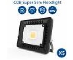 5Pz 50W Foco LED Exterior Ultra-Delgado, 6000K Impermeable Proyector