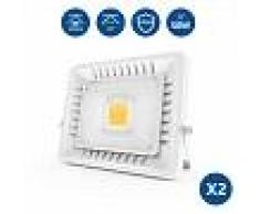 2Pz 50W Foco LED Exterior Ultra-Delgado, 3000K Impermeable Proyector